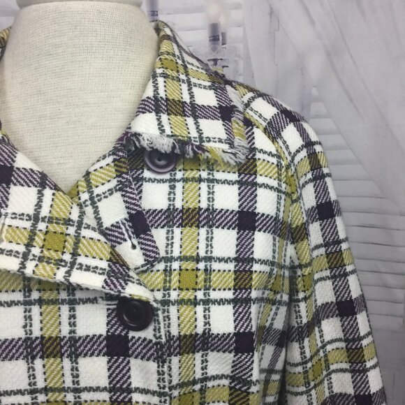 Pendleton Plaid Pea Coat Yellow Purple NWOT 8 - Picture 4 of 8